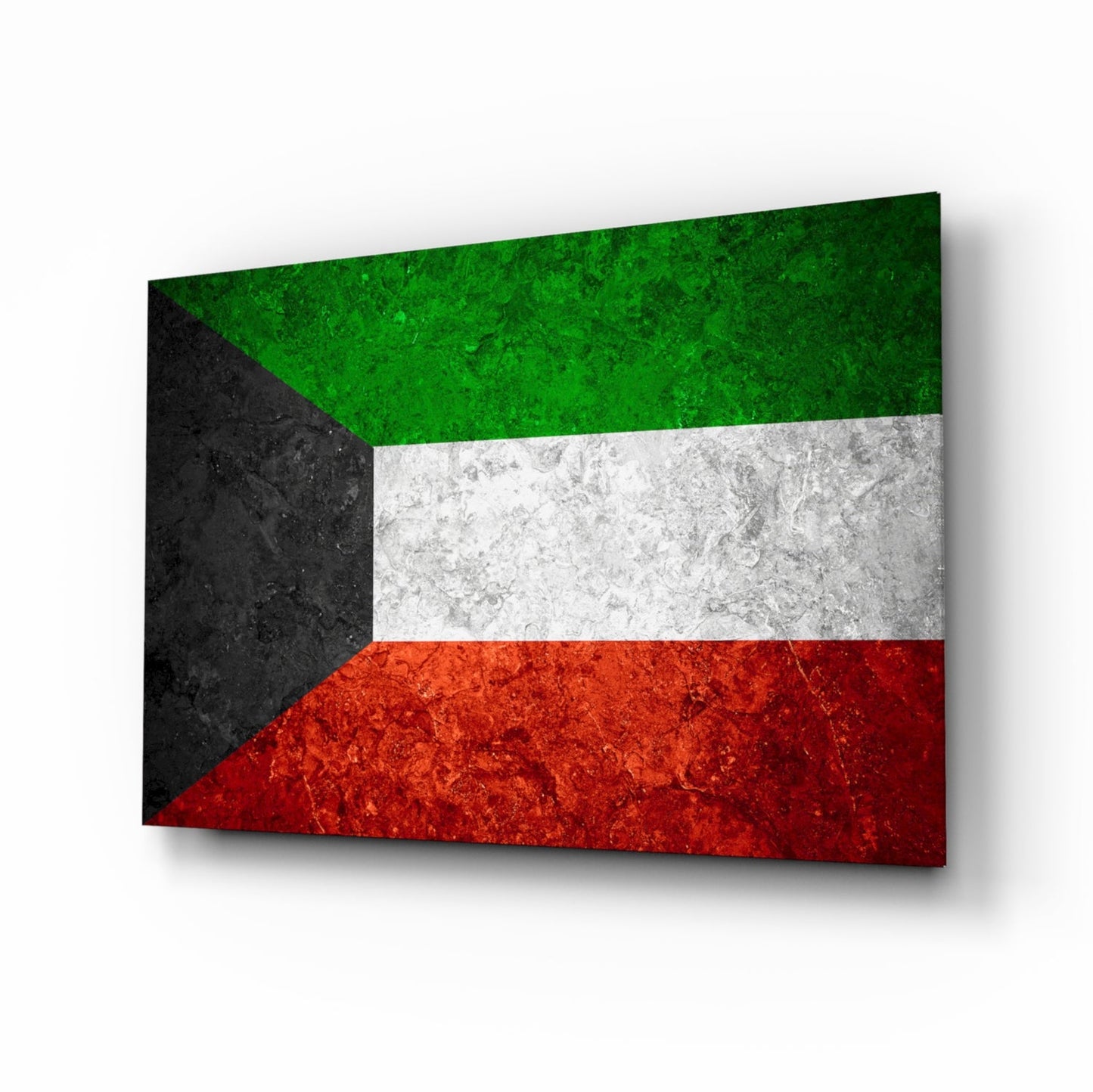 Flag of Kuwait glass wall art, emerald and crimson bands