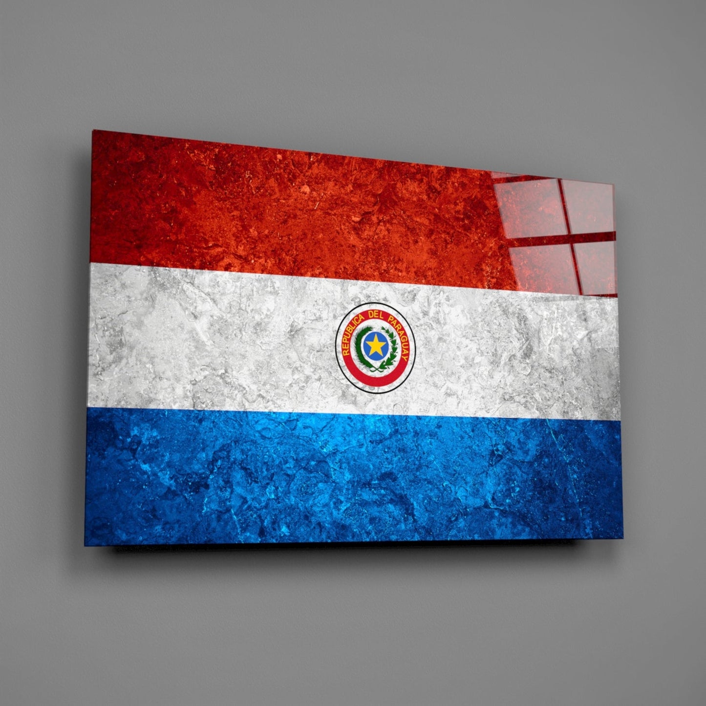 Flag of Paraguay Weathered Stone Glass Wall Art