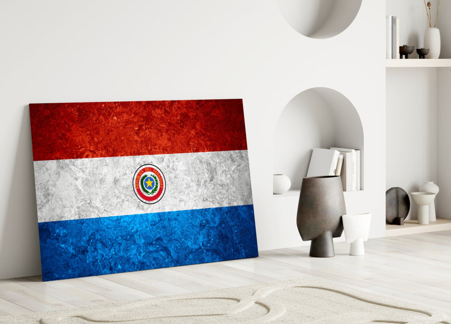 Flag of Paraguay Weathered Stone Glass Wall Art