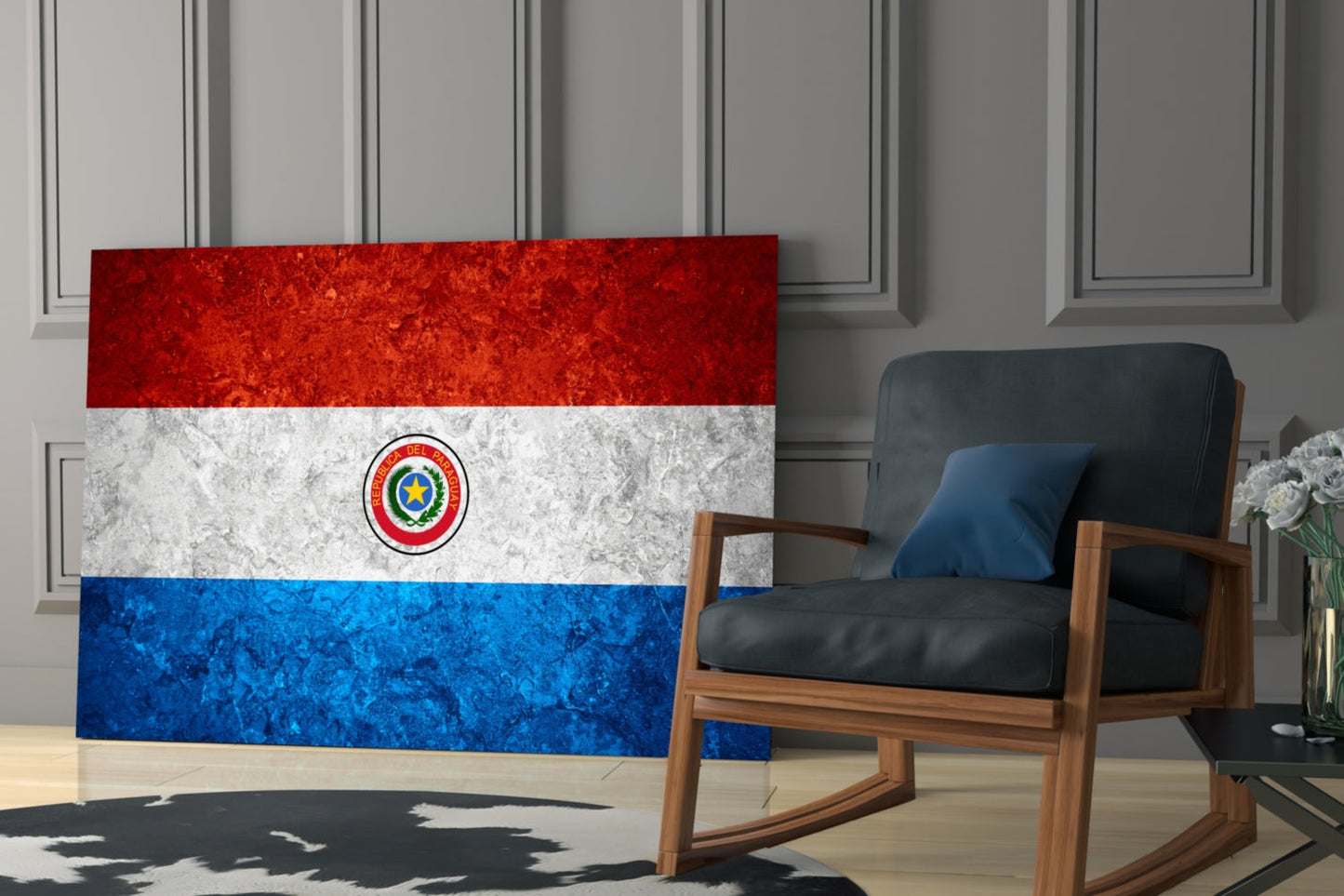 Flag of Paraguay Weathered Stone Glass Wall Art