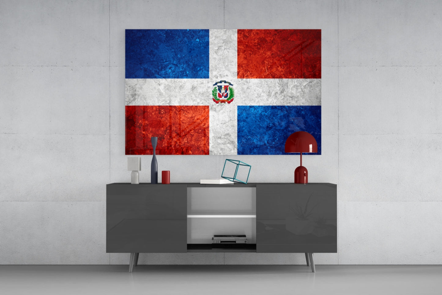 Flag of Dominican Republic Glass Wall Art