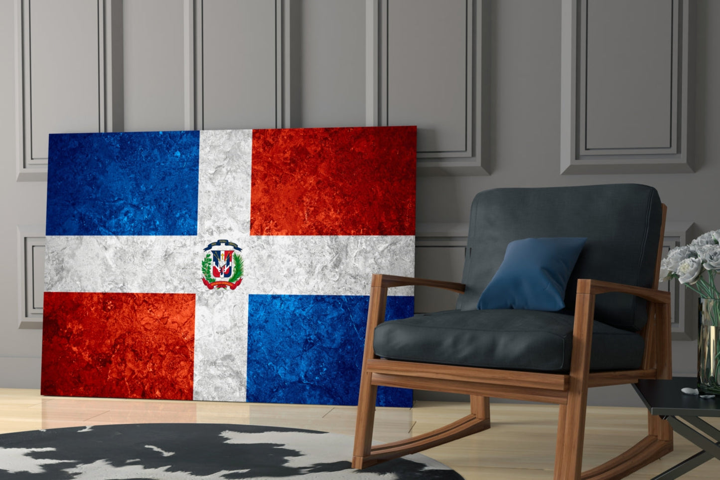 Flag of Dominican Republic Glass Wall Art