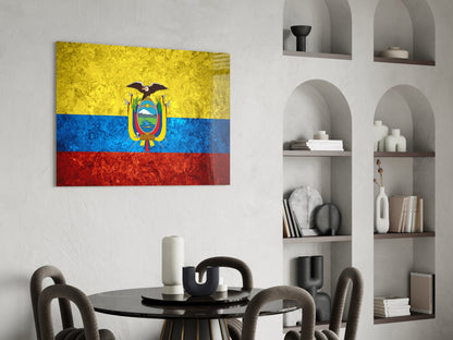 Flag of Ecuador Rustic Stone Glass Wall Art