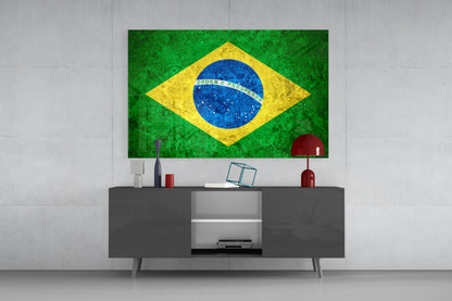 Flag of Brazil Glass Wall Art