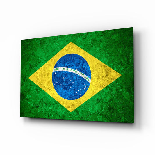 Flag of Brazil glass wall art