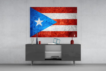 Puerto Rico Flag Glass Wall Art