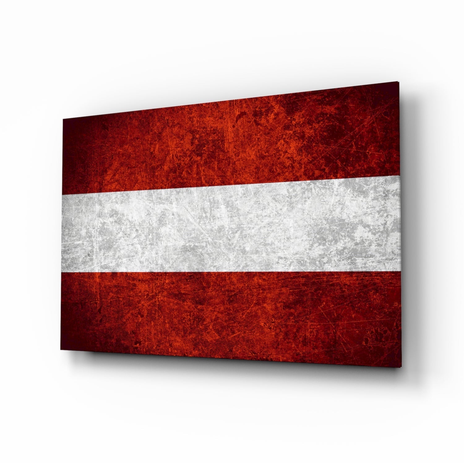 Austria flag glass wall art with crimson and ivory bands
