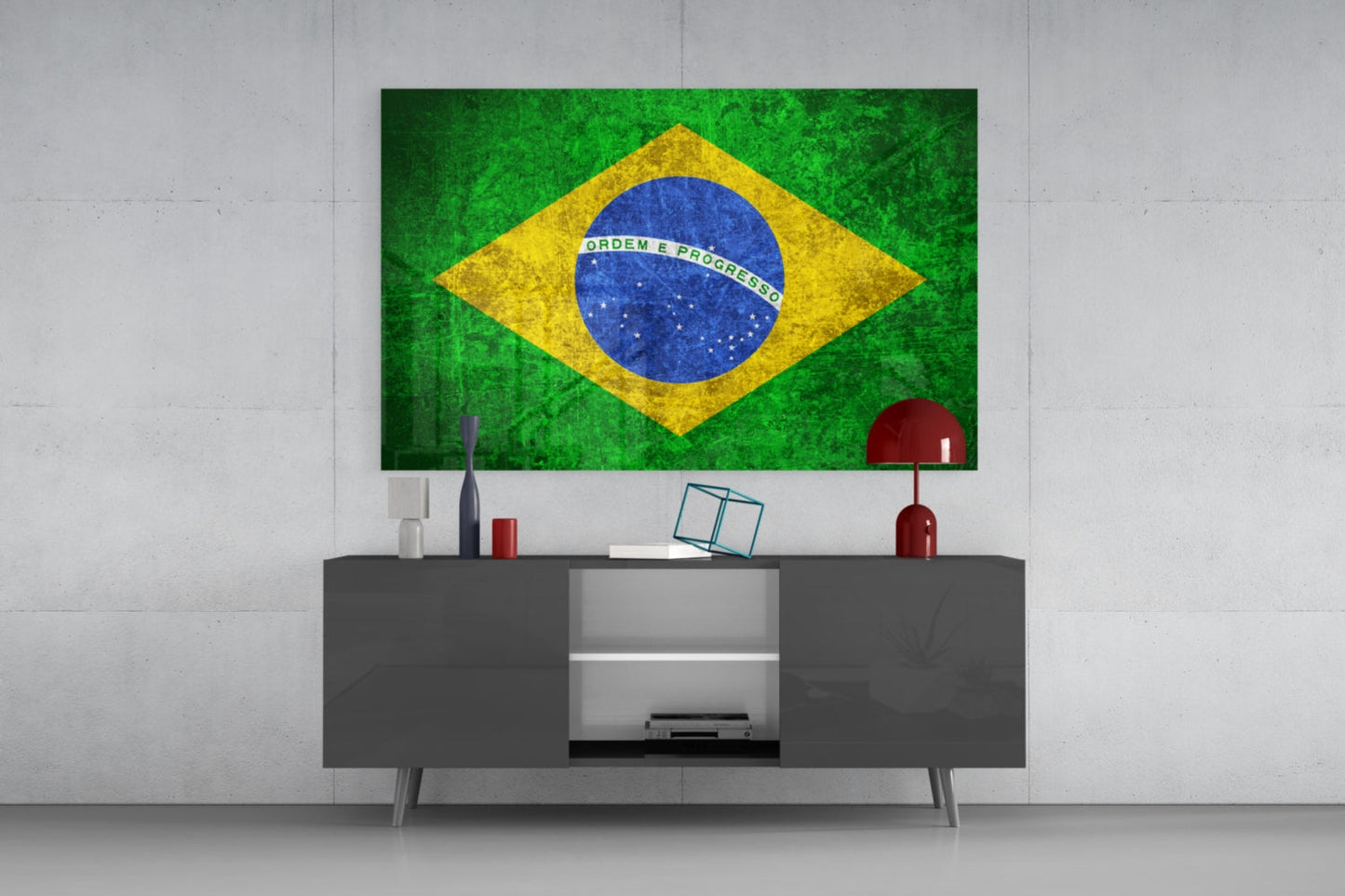 Brazil Flag Glass Wall Art