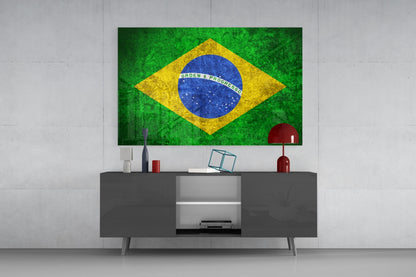 Brazil Flag Glass Wall Art
