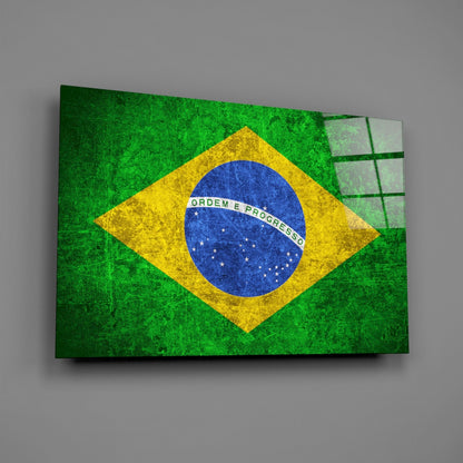 Brazil Flag Glass Wall Art