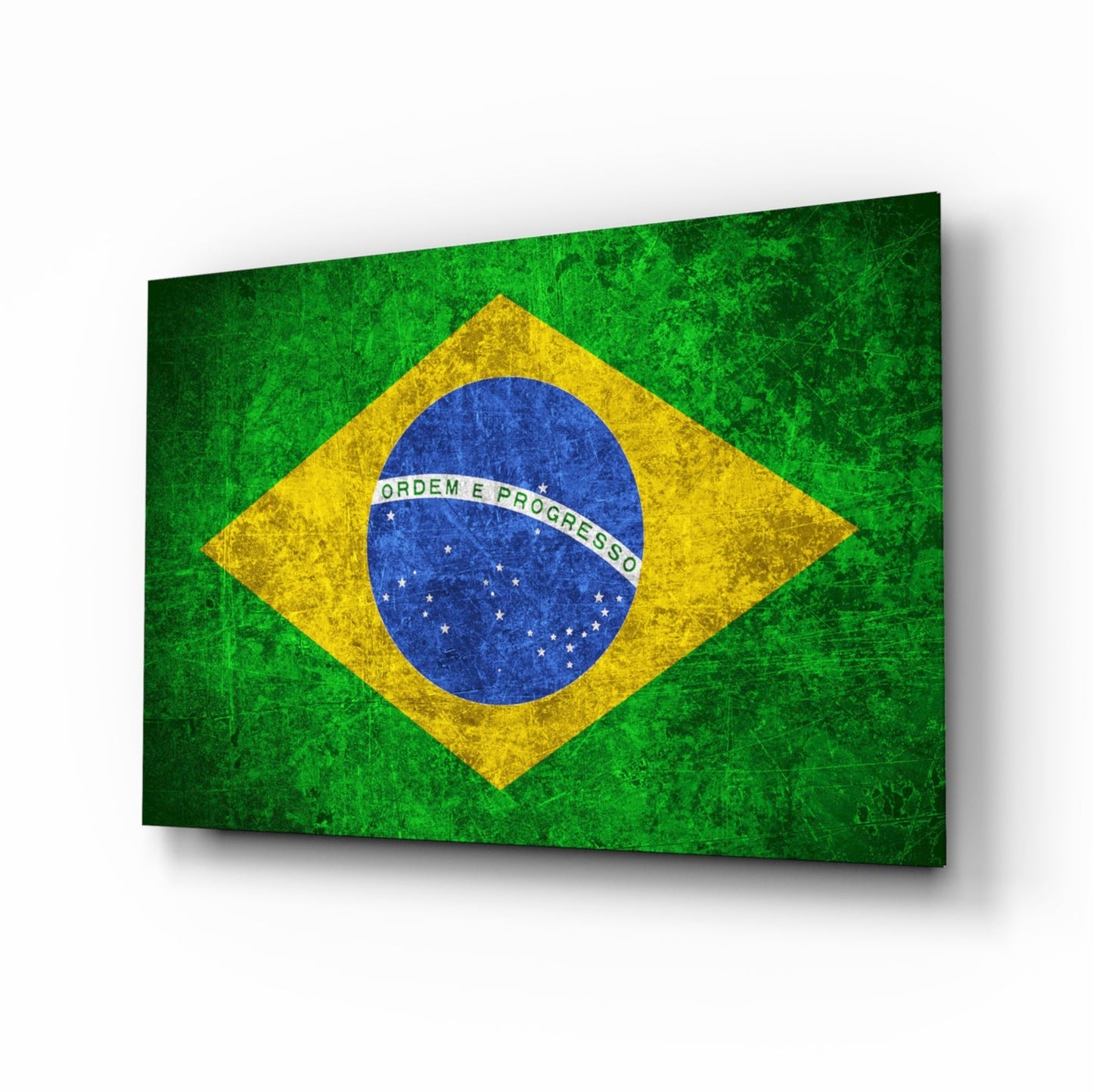 Flag of Brazil glass wall art, celestial sphere design
