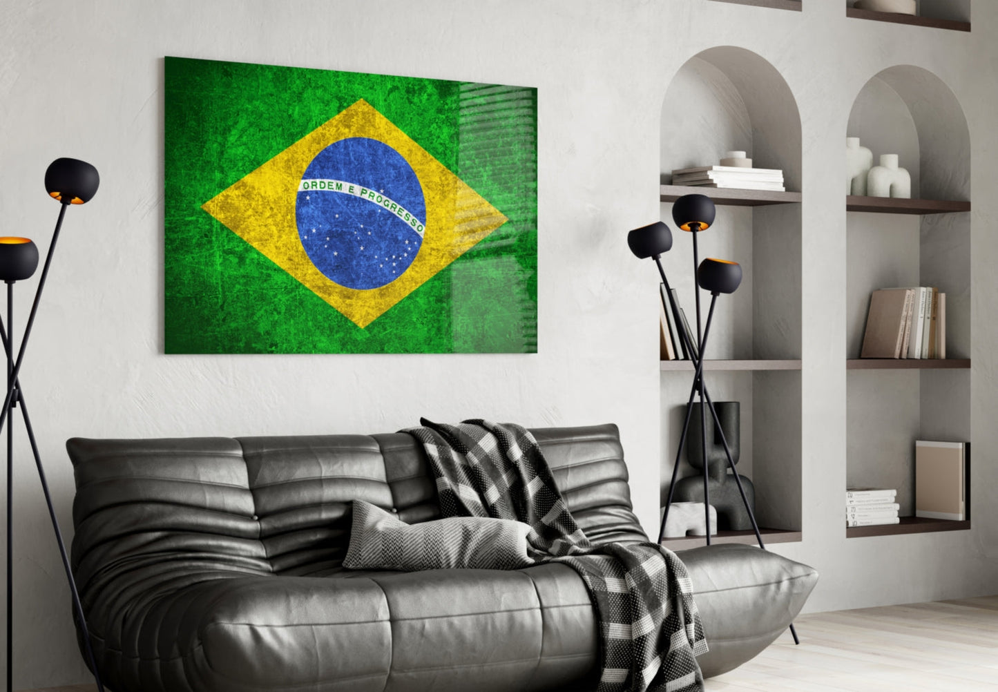Brazil Flag Glass Wall Art