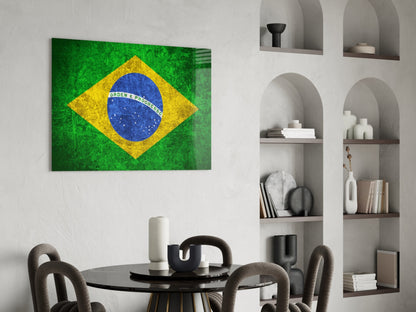 Brazil Flag Glass Wall Art