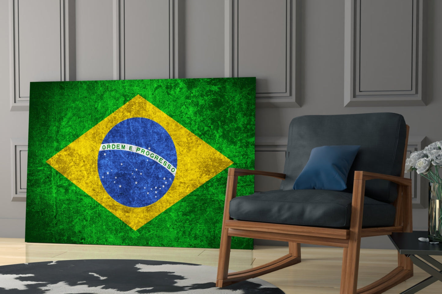 Brazil Flag Glass Wall Art