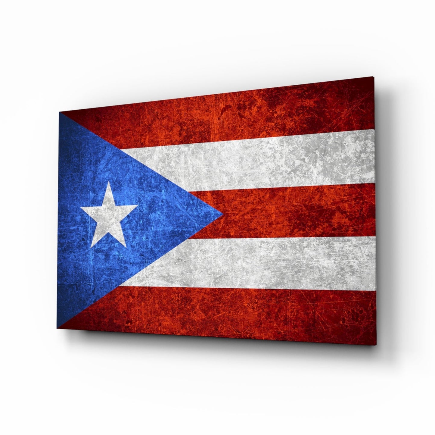 Flag of Puerto Rico glass wall art, star and triangle design