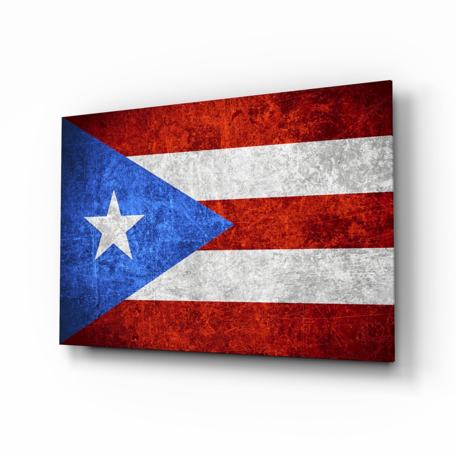Flag of Puerto Rico glass wall art, star and triangle design