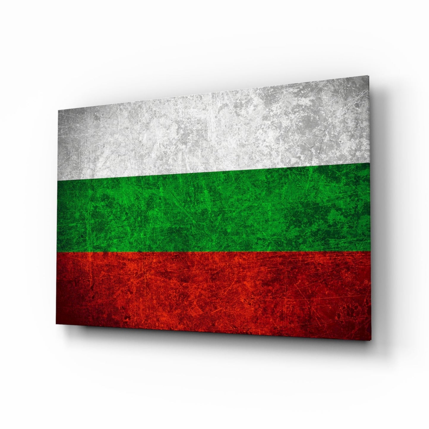 Bulgaria flag glass wall art with ivory, emerald and crimson bands