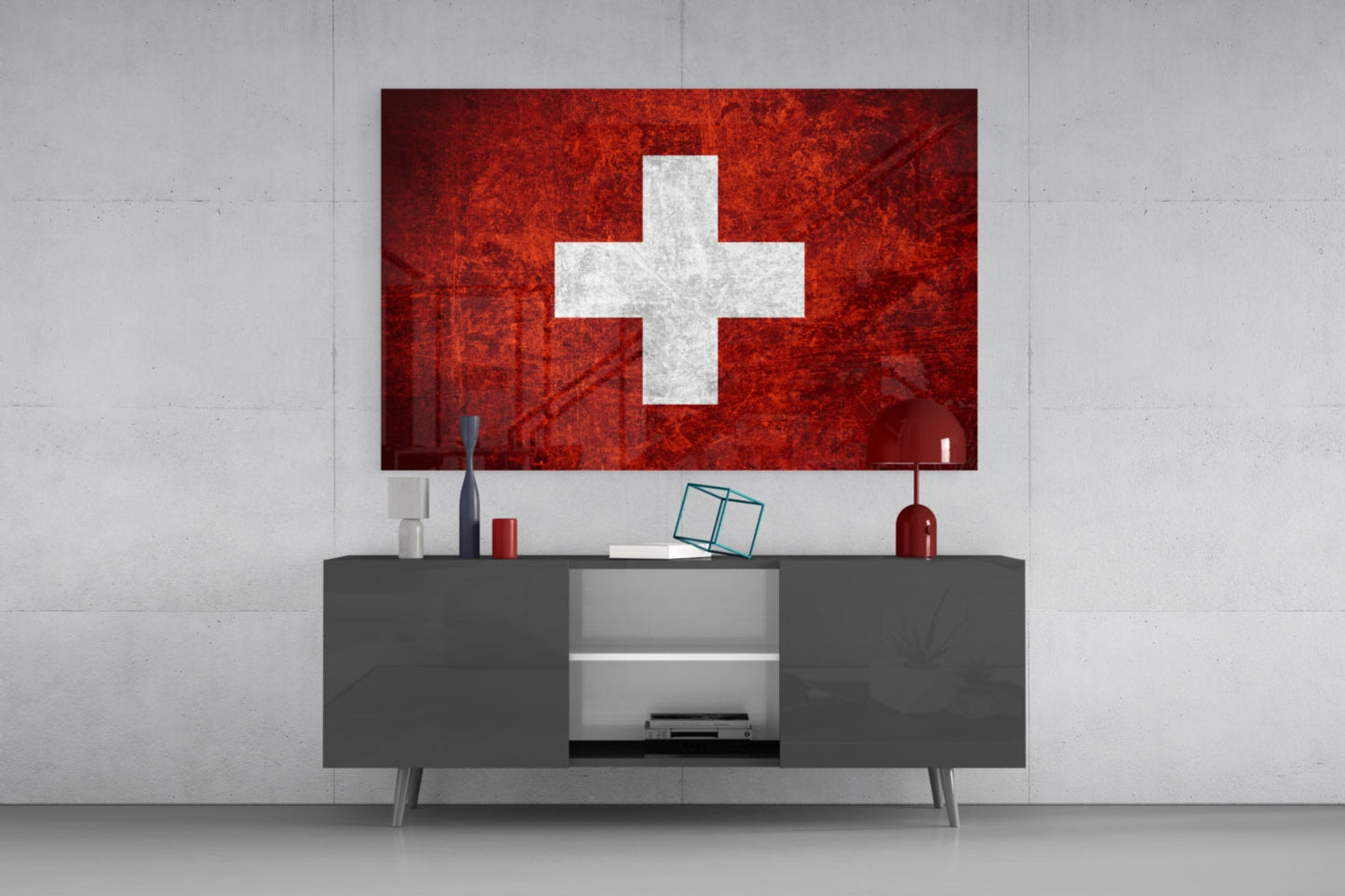Switzerland Flag Glass Wall Art