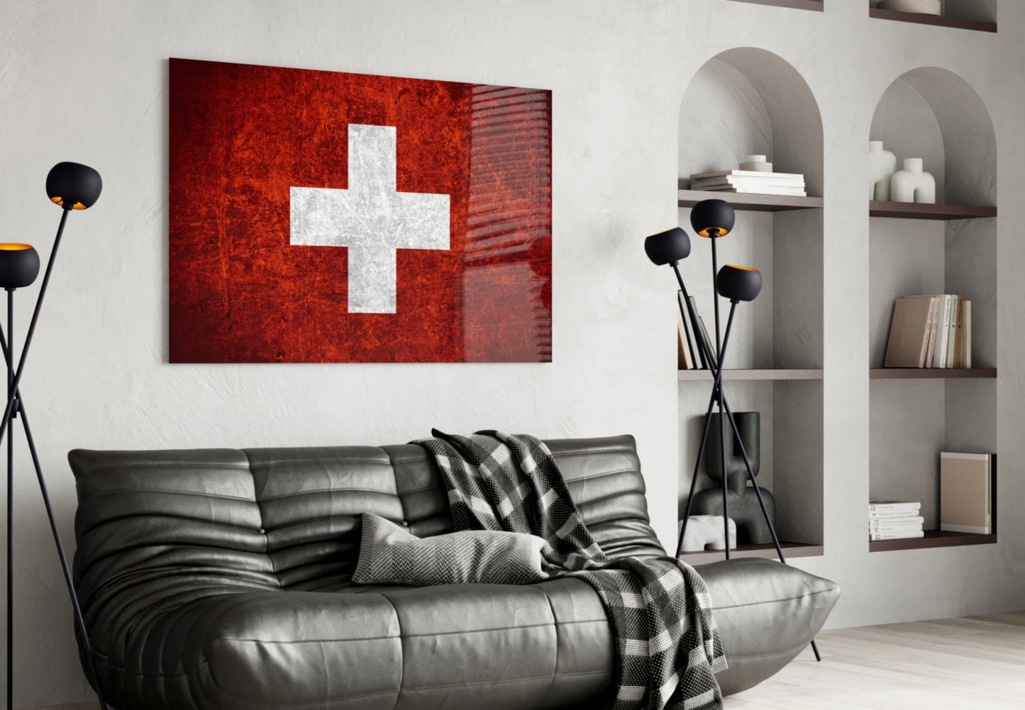 Switzerland Flag Glass Wall Art