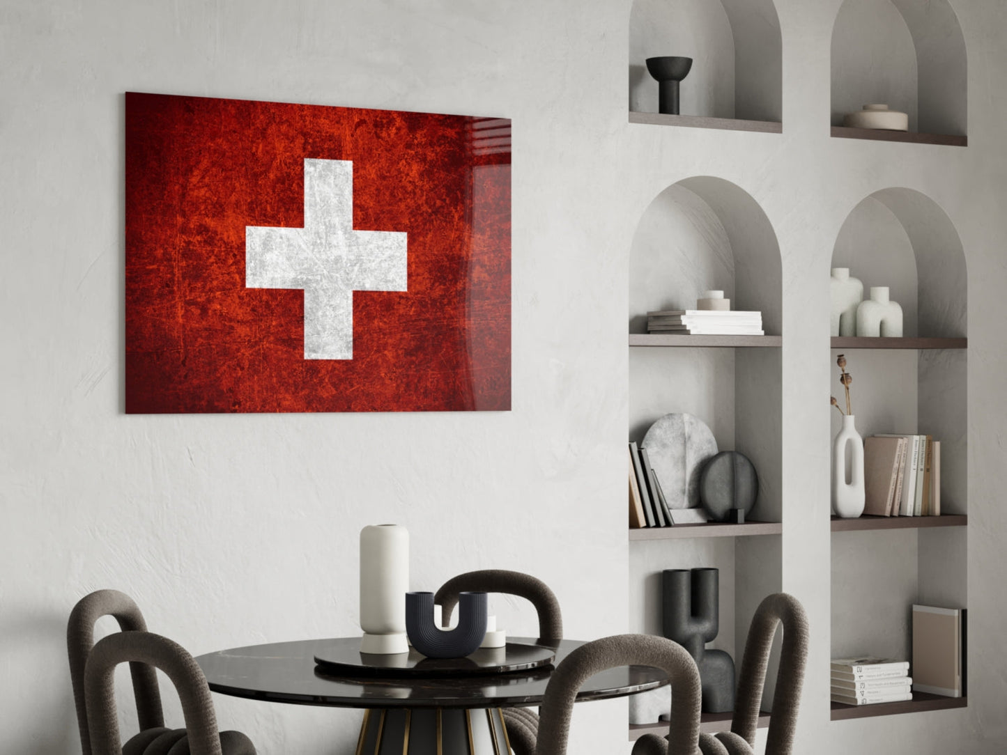 Switzerland Flag Glass Wall Art
