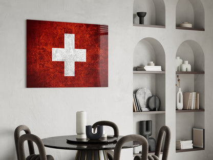 Switzerland Flag Glass Wall Art