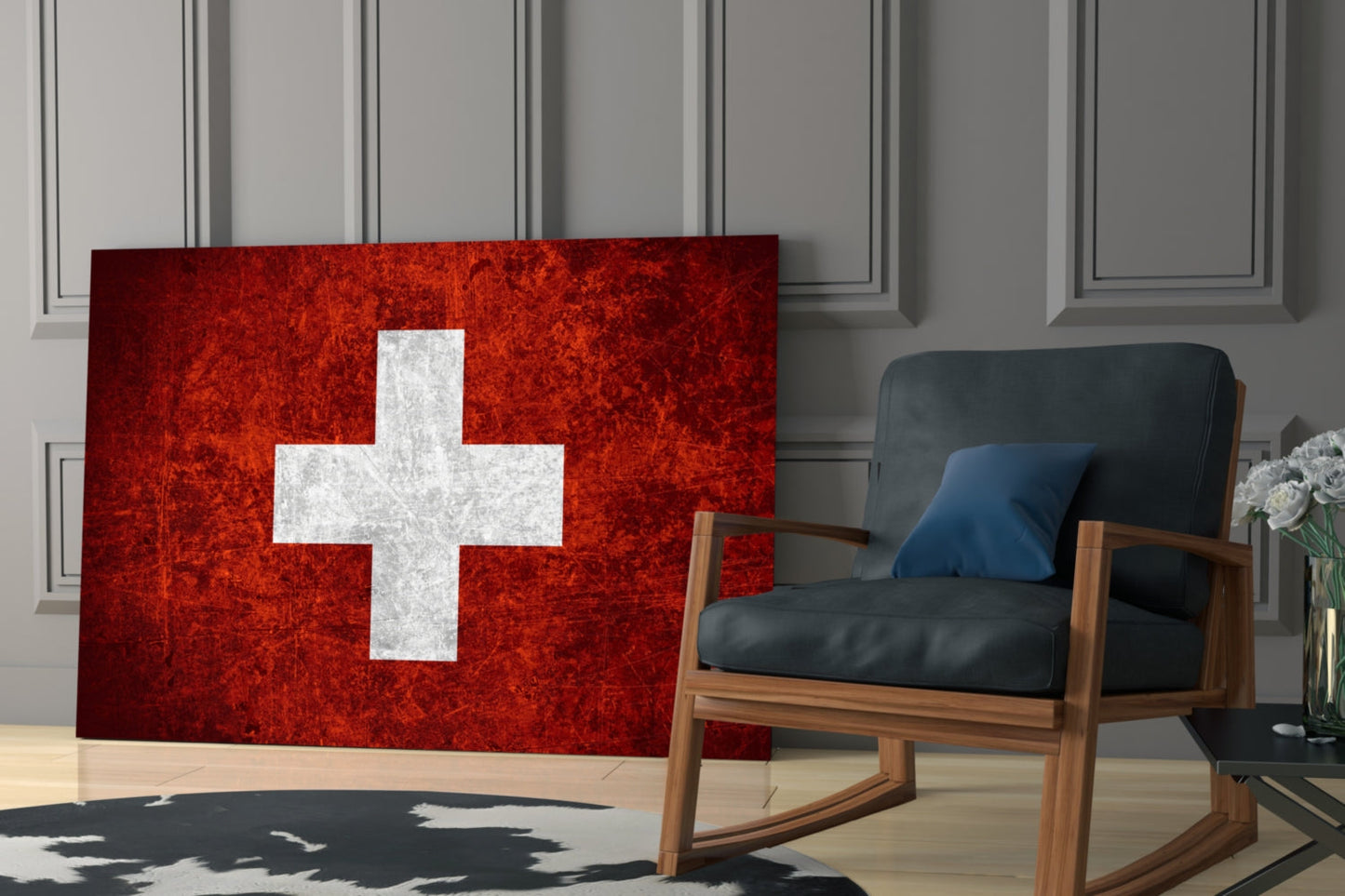 Switzerland Flag Glass Wall Art