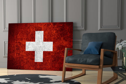 Switzerland Flag Glass Wall Art