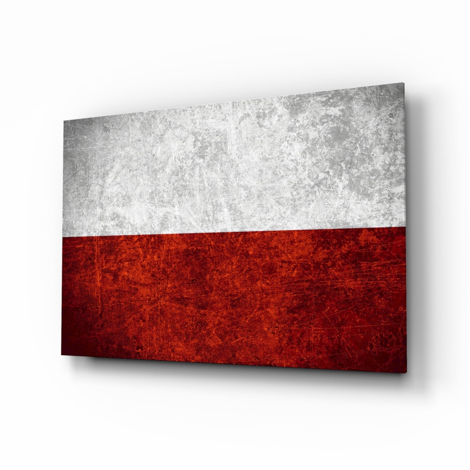 Poland flag glass wall art with ivory and crimson bands