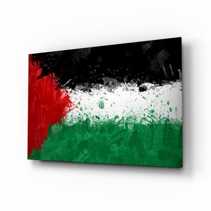 Palestinian flag glass wall art paint splatter