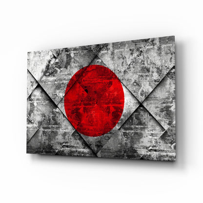 Flag of Japan grunge glass wall art