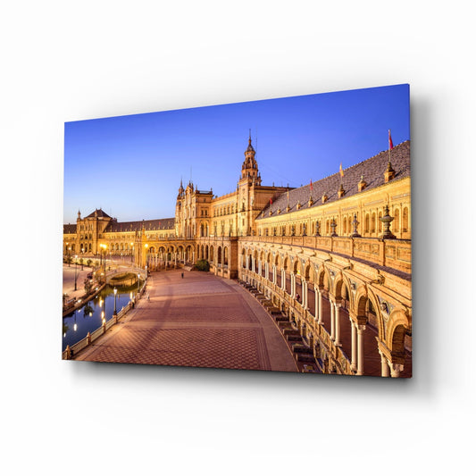 Sevilla travel design printed on tempered glass wall art