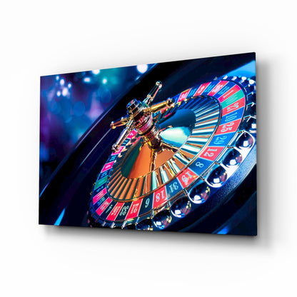 Roulette wheel casino glass wall art print