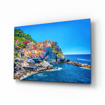 Manarola Cinque Terre coastal glass wall art print
