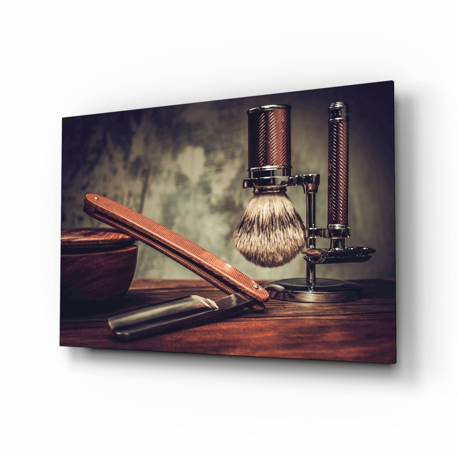 Vintage shave barbershop glass wall art