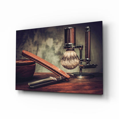 Vintage shave barbershop glass wall art