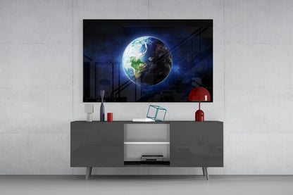 Earth From Space Glass Wall Art