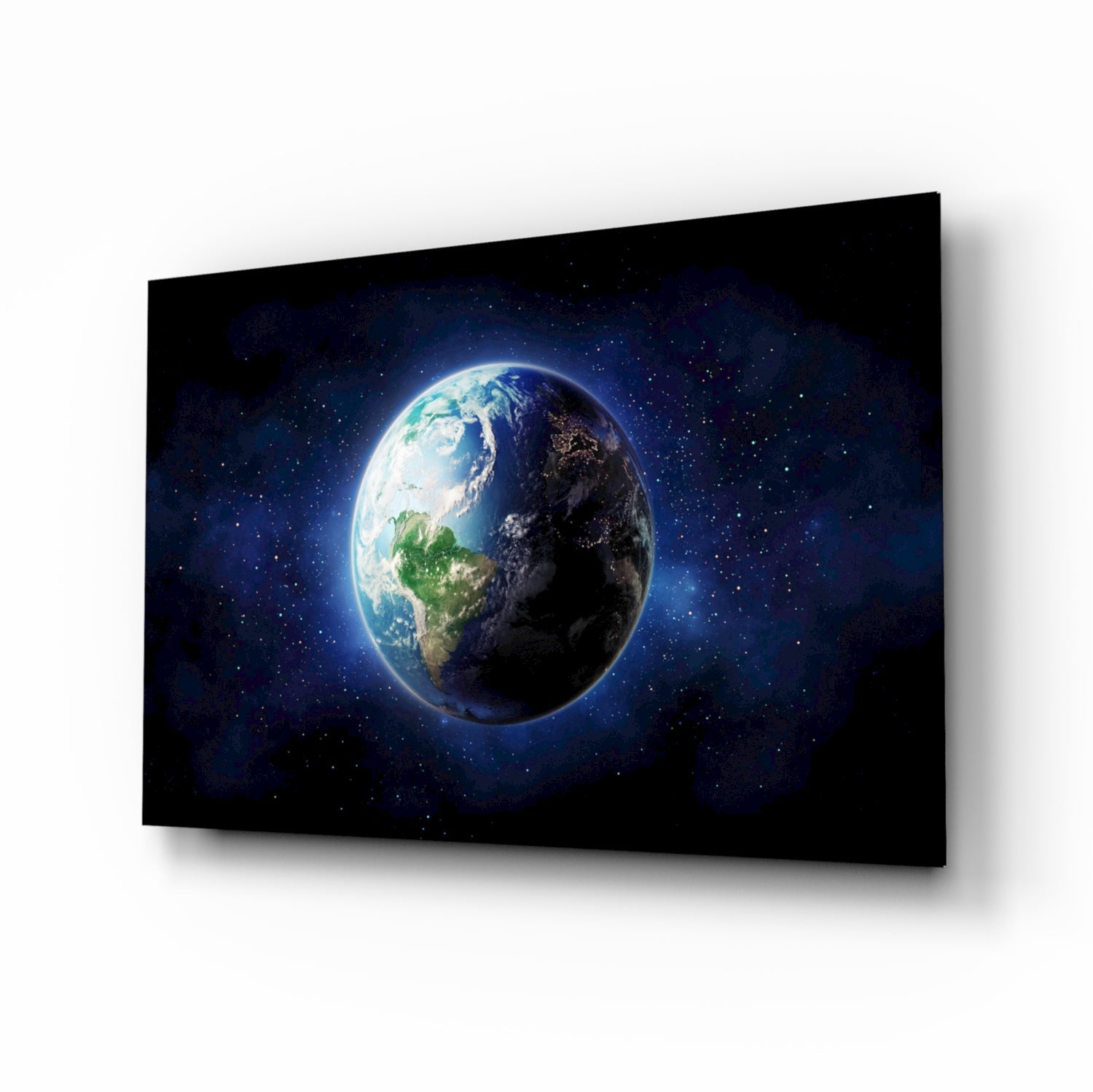 Earth Blue Marble glass wall art