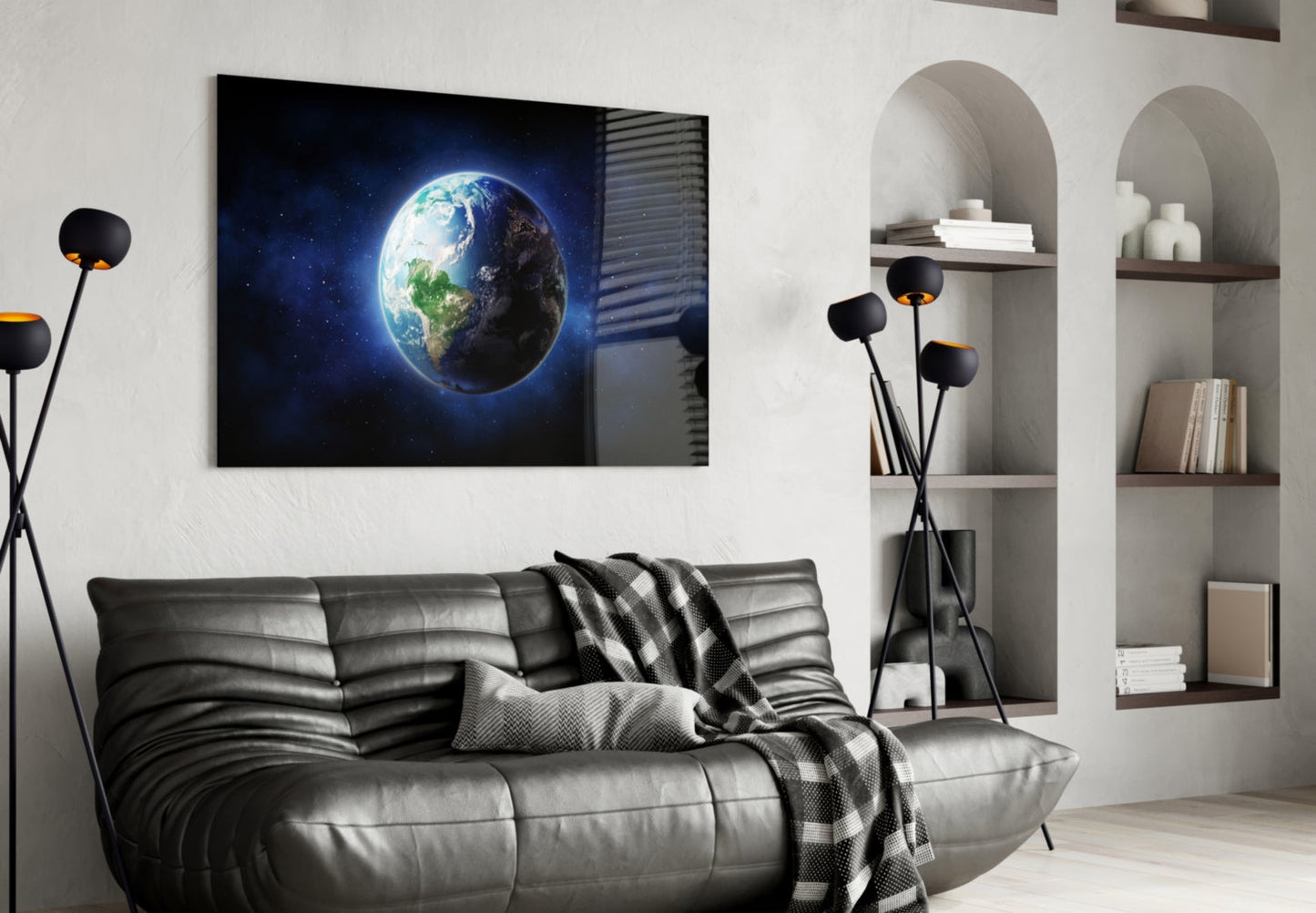 Earth From Space Glass Wall Art
