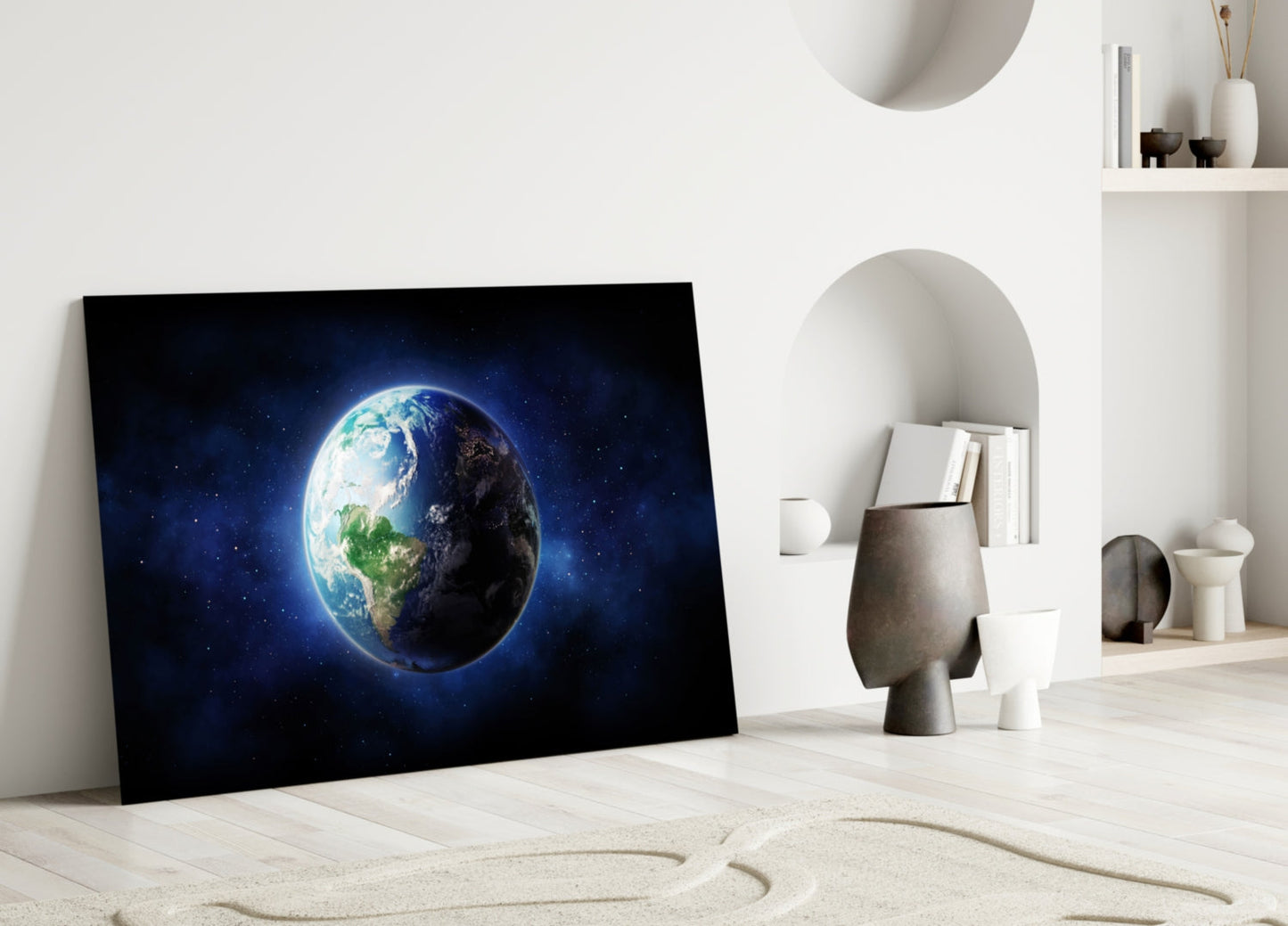 Earth From Space Glass Wall Art