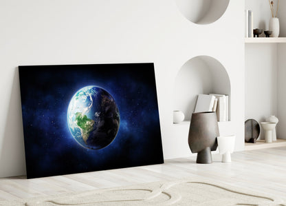 Earth From Space Glass Wall Art