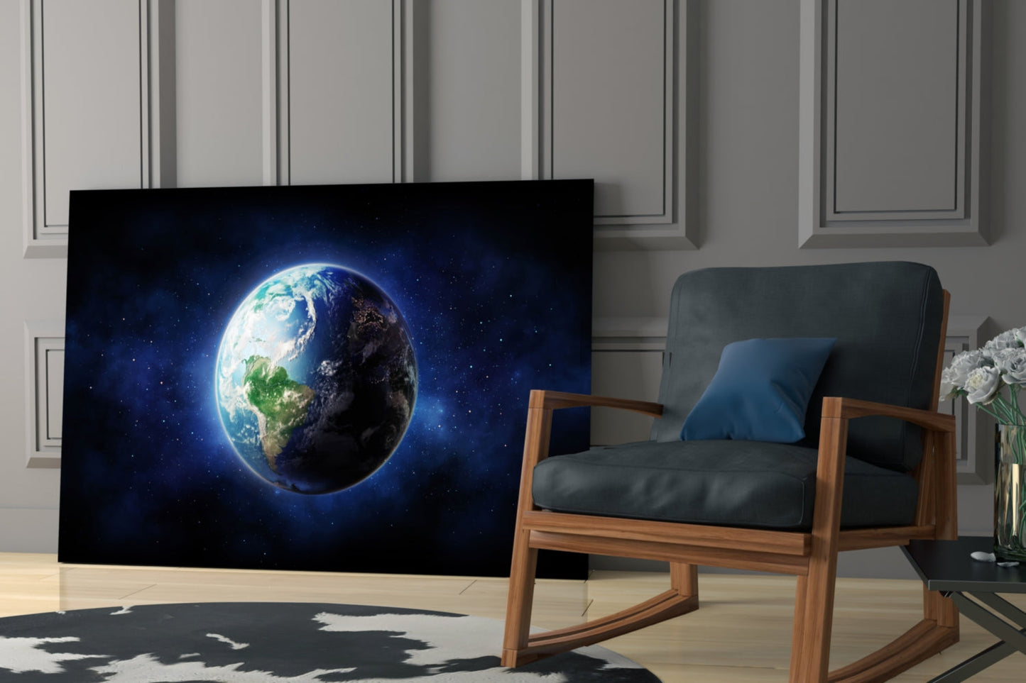 Earth From Space Glass Wall Art