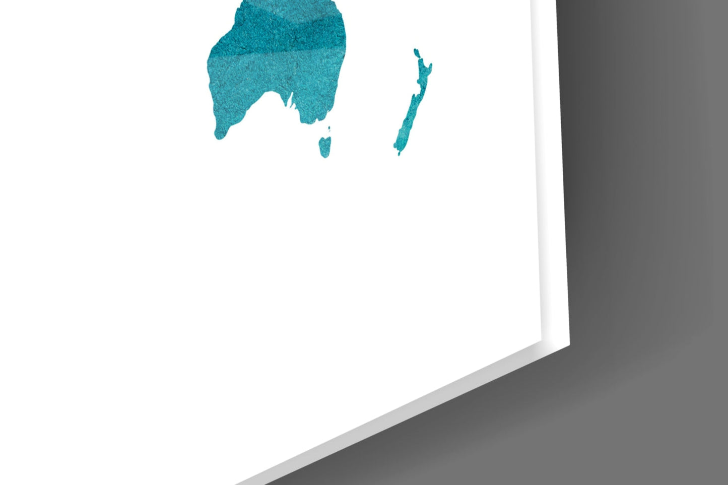 Teal Ivory World Map Glass Wall Art