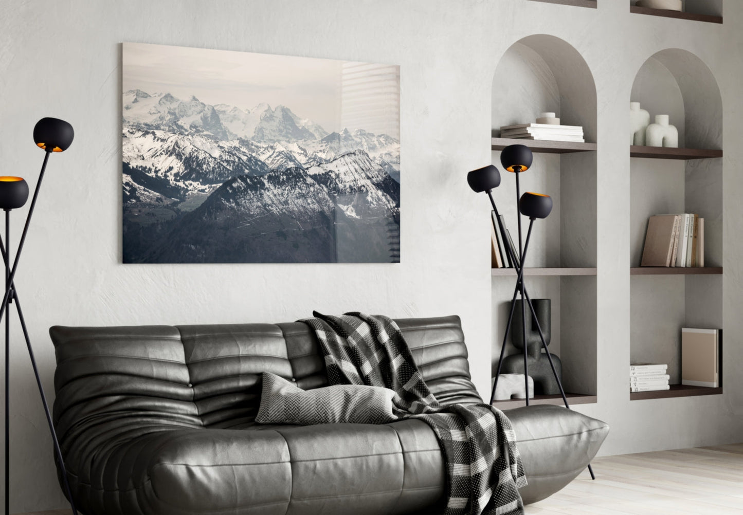 Snowy Mountain Peaks Glass Wall Art