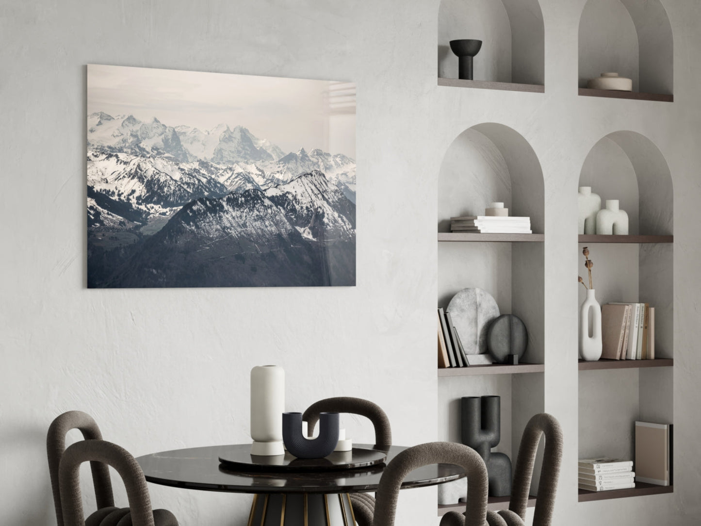 Snowy Mountain Peaks Glass Wall Art