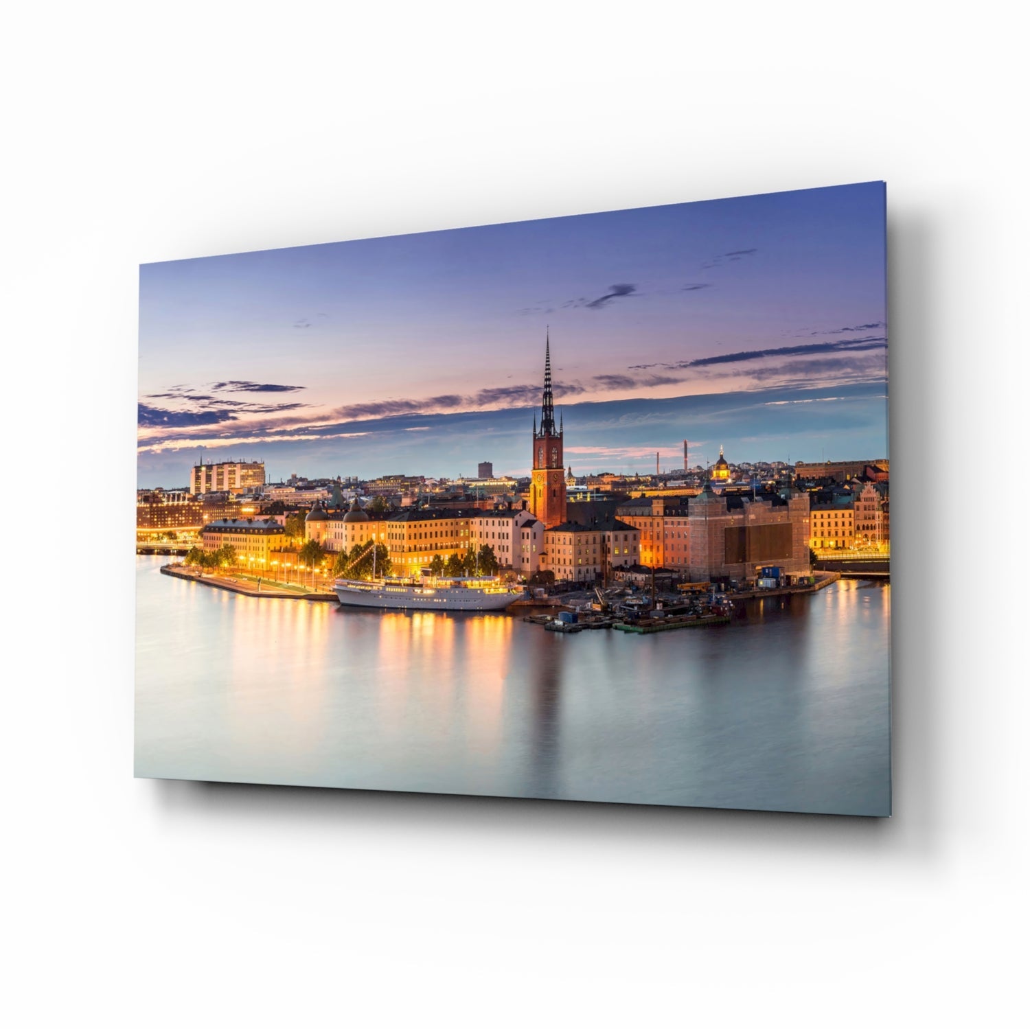 Stockholm blue hour glass wall art
