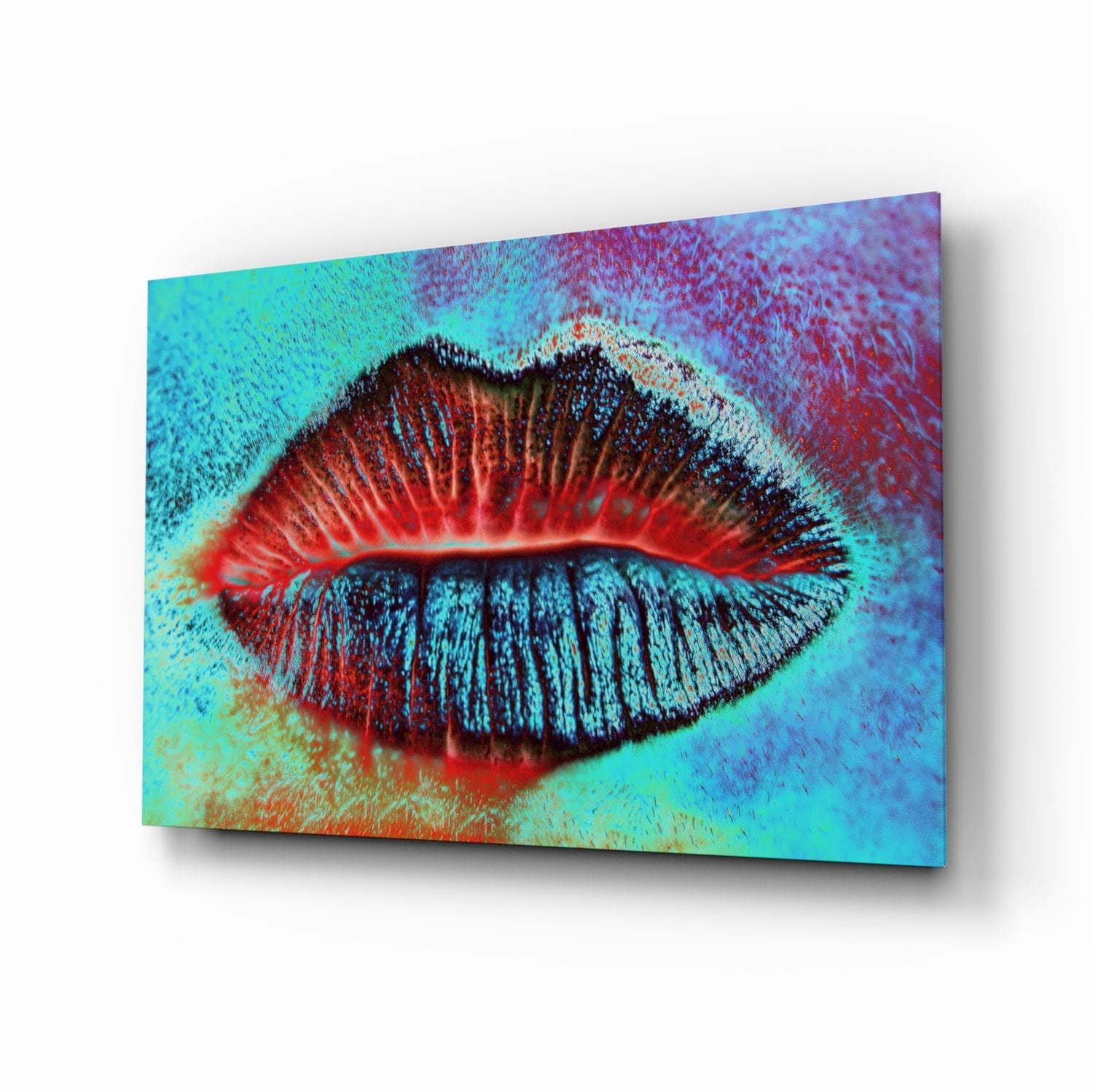 Lips glass wall art bold pop art design