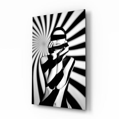 Censored op-art portrait glass wall art