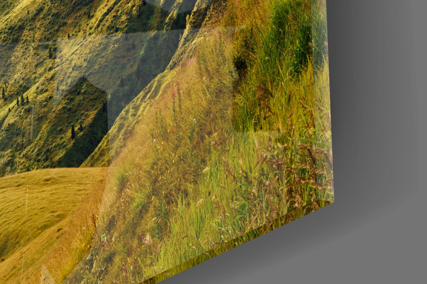 Alpine Valley Sunrise Glass Wall Art, Dolomite Mountain Landscape