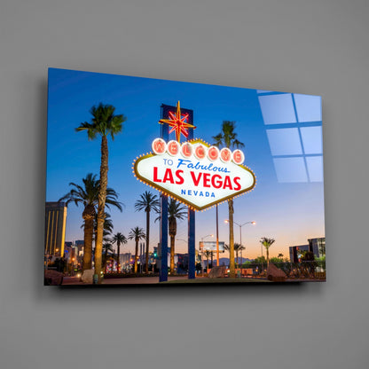 Vegas Sign Glass Wall Art