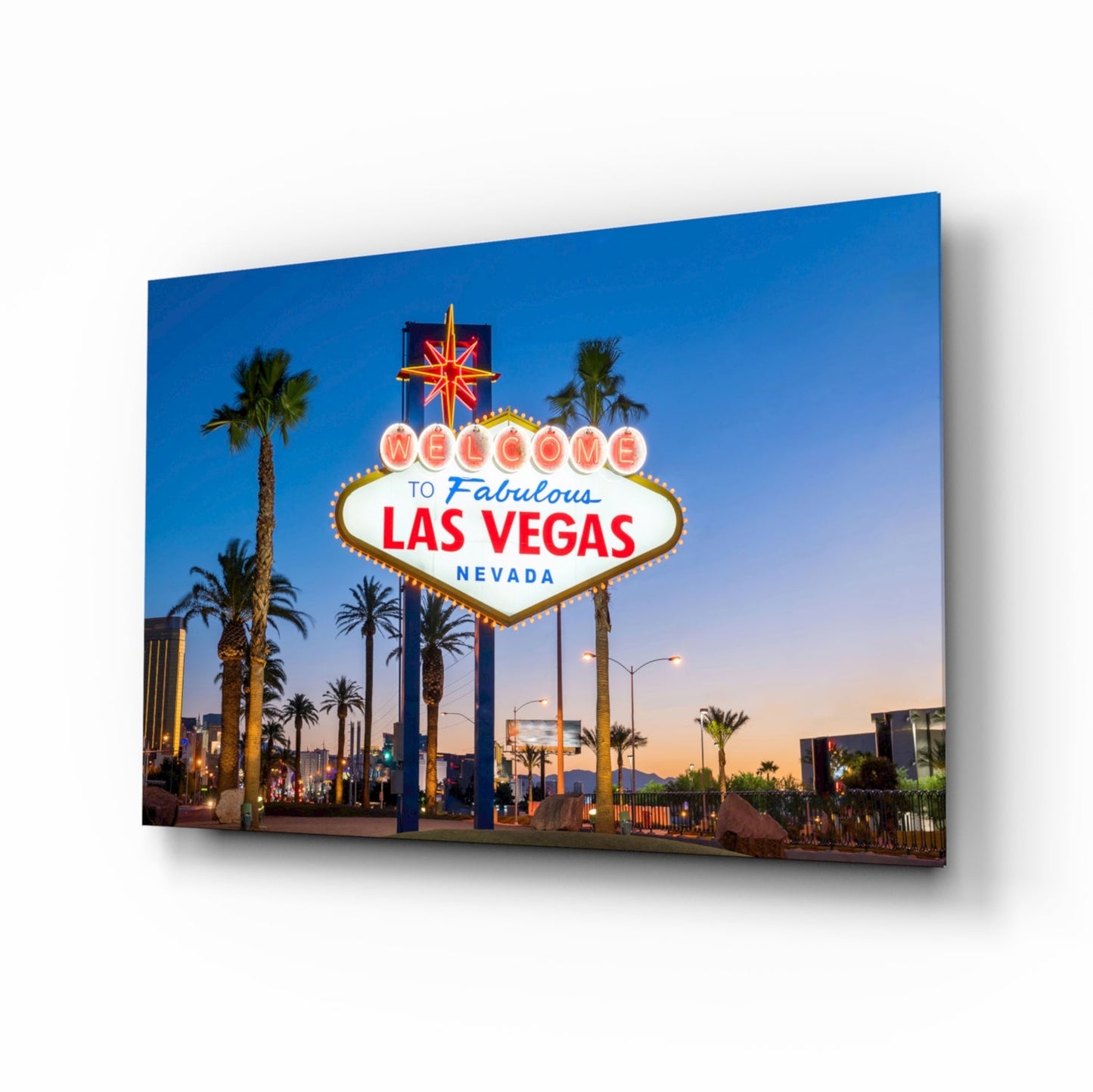 Vegas sign neon glass wall art